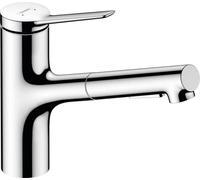 hansgrohe Zesis M33 Grifo monomando de cocina 150, ducha extraíble, 2 tipos de chorro, sBox, cromo, 74803000