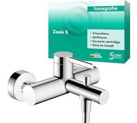 hansgrohe Zesis S mezclador monomando de superficie para bañera, 2 consumidores, 175mm de proyección, 74420000, Color: cromado