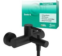 hansgrohe Zesis S - grifo bañera de pie para 2 funciones, mezlador monomando bañera 17.5 cm, grifo monomando de bañera, negro mate, 74420670