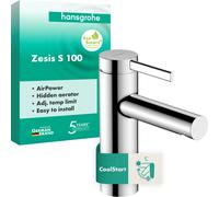 hansgrohe Zesis S Mezclador monomando de lavabo 100 CoolStart sin desagüe automático, cromo, 74721000