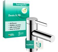hansgrohe Zesis S Mezclador monomando de lavabo 70 CoolStart sin desagüe automático, cromo, 74711000