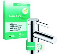 hansgrohe Zesis S Mezclador monomando de lavabo 70 CoolStart sin desagüe automático, cromo, 74711000
