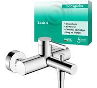 hansgrohe Zesis S mezclador monomando de superficie para bañera, 2 consumidores, 175mm de proyección, 74420000, Color: cromado