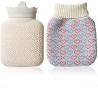 HANSHILAI Mini bolsa de silicona para botellas de agua caliente, con funda de punto, para cumpleaños, Navidad, regalos del día de San Valentín, fiestas de intercambio de regalos (corto, blanco)