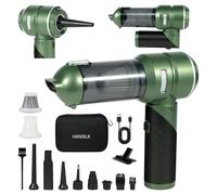 HANSILK Aspirador de Mano 25000Pa Aspiradora sin Cable Coche Potente Recargable Portátil para Hogar Sofá Oficina Cocina Mascotas con Función 4 en 1 Aspirar Soplar Inflar Extraer