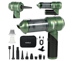 HANSILK Aspirador de Mano 25000Pa Aspiradora sin Cable Coche Potente Recargable Portátil para Hogar Sofá Oficina Cocina Mascotas con Función 4 en 1 Aspirar Soplar Inflar Extraer