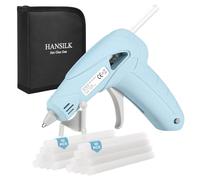 HANSILK Mini pistola de pegamento caliente inalámbrica, recargable por USB, 2200 mAh, tiempo de trabajo de 90 minutos, 20 barras de pegamento (7 x 100 mm) para bricolaje, manualidades, embalaje,