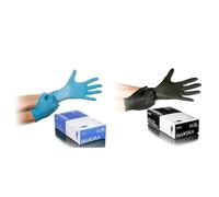 HANSKA Guantes desechables Nitrilo Azul - Sin Polvo - Desechables - Ambidextros & Guantes desechables de nitrilo negros, sin polvo, sin látex, ideales para tatuadores