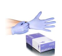 HANSKA Paquete de 100 guantes desechables de nitrilo morado - Sin polvo - Desechables - Ambidiestros - No estériles - Base de goma - Apto para uso médico y manipulación de alimentos (100, XS)