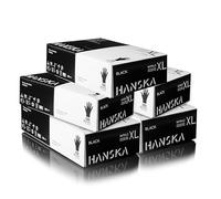HANSKA Paquete de 500 Guantes desechables de nitrilo negros - Sin polvo - Desechar - No estériles - Base de goma - Apto para ámbitos médicos, manipulación de alimentos (500, XL)