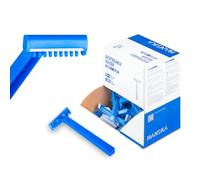 Hanska Tattoo Supply - Maquinilla de afeitar desechable para tatuadores - Azul - Hoja de acero - Paquete de 100 piezas - Afeitado cómodo (HOJA ÚNICA)