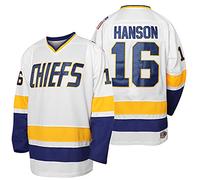 Hanson Brother 16 Jack 17 Steve 18 Jeff Charlestown - Camiseta de hockey para hombre, 16 blanco, Large