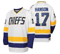 Hanson Brother 16 Jack 17 Steve 18 Jeff Charlestown - Camiseta de hockey para hombre, 17 Blanco, Medium