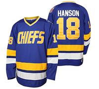 Hanson Brother 16 Jack 17 Steve 18 Jeff Charlestown - Camiseta de hockey para hombre, 18 azul, Medium