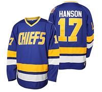 Hanson Brother 16 Jack 17 Steve 18 Jeff Charlestown Chiefs - Camisetas de hockey - Azul - Medium