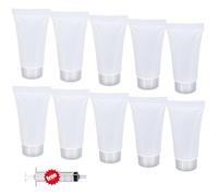HANSPORTA Tubos de viaje recargables, 10 tubos vacíos de 5 ml para limpiador facial, crema de manos, loción, botellas de muestra de plástico transparente para proyectos de bricolaje, mini tubos de