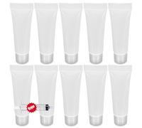 HANSPORTA Tubos de viaje recargables, 10 tubos vacíos de 5 ml para limpiador facial, crema de manos, loción, botellas de muestra de plástico transparente para proyectos de bricolaje, mini tubos de