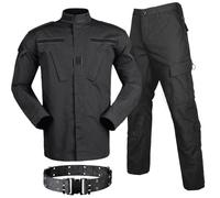 HANSTRONG GEAR Uniforme de combate táctico BDU para hombre, chaqueta, camisa y pantalones, traje para el ejército militar, airsoft, paintball, caza, tiro, juego de guerra, color negro (M)
