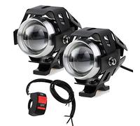 HANSWDEU 2 piezas Faros Delanteros de Motocicleta LED U5 de Focos Delanteros de Motocicleta 3000LM 3 modos de haz de luz alta y Parpadeo