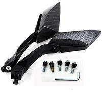 HANSWDEU Pair Espejo Retrovisor para Moto Scooter Banda Rodadura Tornillo 8mm 10mm Diseño Baldosa Carbono Rotación Ajustable