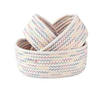 HANTURE - 3 cestas de almacenamiento de cuerda de algodón, pequeñas cestas organizadoras tejidas blancas para escritorio, bandejas redondas decorativas de cuerda de algodón para entrada, joyas,