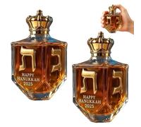 Hanukkah 2025 Dreidel Whiskey Bottle, 10.15 oz Hanukkah Dreidel Whiskey Bottle, with Traditional Symbols, Letters נ,ג,ה,ש, Jewish Collectible Gift for Festival (2PCS)