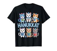 Hanukkah Cat Menorah Gatos Divertidos Judaísmo Camiseta