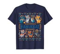 Hanukkah Cat Menorah Gatos Divertidos Judaísmo Camiseta