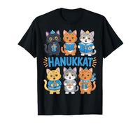 Hanukkah Cat Menorah Gatos Divertidos Judaísmo Camiseta