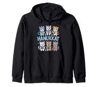 Hanukkah Cat Menorah Gatos Divertidos Judaísmo Sudadera con Capucha