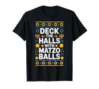 Hanukkah Humor Deck The Halls con Bolas de matzá Divertido Camiseta