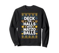 Hanukkah Humor Deck The Halls con Bolas de matzá Divertido Sudadera