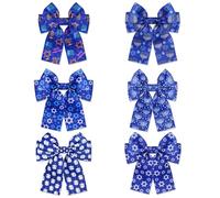 Hanukkah - Lazos para el pelo para mujer, diseño de estrella de David, con diseño de estrella de David, moños grandes, color azul, pasadores, trajes de Hanukkah, accesorios judíos, regalos de fiesta