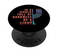 Hanukkah Menorah En un Mundo Lleno de Oscuridad Sé una luz PopSockets PopGrip Adhesivo