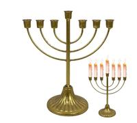Hanukkah - Portavelas de Pilar de menorá, candelabro judío, de 7 Ramas tribus de Israel, candelabros con Base Hexagonal, Tierra Santa
