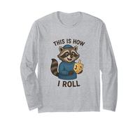 Hanukkah Raccoon Funny Dreidel Así es como Hago rodar NES Gadol Manga Larga