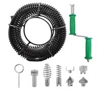 Hanured Alambre Desatascador Tuberias 6m Diámetro 16 mm, Desatascador Fregadero con 8 Piezas Limpiador de Drenaje, Destapa Cañerias