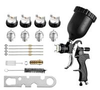 Hanured® HVLP Pistola de Pintura con 4 boquillas 1,3mm & 1,5mm & 1,8mm & 2,5mm, para automóviles, Muebles, Negro