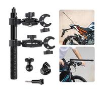 Hanured Soporte para Cámara de Moto/Bicicleta, Soporte de Manillar Giratorio 360° Soporte, Doble Abrazadera Pesada Compatible con Insta360 X4 /x3/x2