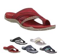 HANYILI 2024 Nuevas Sandalias de Plataforma ortopédicas cómodas para Mujer Chanclas con Soporte de Arco, Sandalias de Fascitis Plantar con Bucle de Anillo de Dedo del pie (UE-38,Rojo)