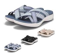 HANYILI 2024 Sandalias de Recuperación para Mujer, Cómodas, Ortopédicas, para Caminar, Fascitis Plantar, Diapositivas con, Soporte para Arco, Ancho Amplio (UE-37,Azul)