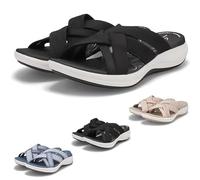 HANYILI 2024 Sandalias de Recuperación para Mujer, Cómodas, Ortopédicas, para Caminar, Fascitis Plantar, Diapositivas con, Soporte para Arco, Ancho Amplio (UE-40,Negro)