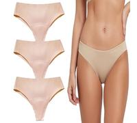 HANYILI 2025 New Aura Invisible Camel Toe Thong High Waisted Seamless Thongs for Ladies No Show Panty Pack (3PCS-C,S)