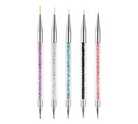 Hanyousheng 5 Piezas Pincel Para Uñas, Doble Punta pinceles Set, Pinceles Nail Art Liner, Pintura Dot Pen Nail Art Paint Set Herramientas De Manicura Para Diy, Diseño de Uñas