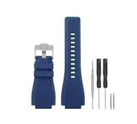 HANYTON Compatible con correas de reloj Bell & Ross, correa de repuesto de silicona de goma suave de 24 mm para Bell Ross Watch Series BR01 BR03, color negro, Hebilla azul/plateada., 24mm, Moderno