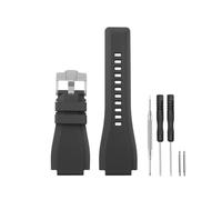 HANYTON Compatible con correas de reloj Bell & Ross, correa de repuesto de silicona de goma suave de 24 mm para Bell Ross Watch Series BR01 BR03, negro (hebilla negra/plateada)