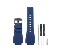 HANYTON Compatible con correas de reloj Bell & Ross, correa de repuesto de silicona de goma suave de 24 mm para Bell Ross Watch Series BR01 BR03, color negro (hebilla azul/negra)