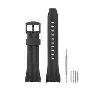 HANYTON Correa de repuesto compatible con Seiko Watch de 26 mm, goma de silicona suave para Seiko Watch Velatura Series SRH006 SPC007, color negro (A - hebilla negra/negra)