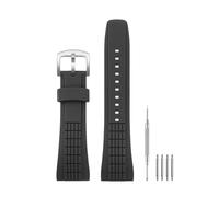 HANYTON Correa de repuesto compatible con Seiko Watch de 26 mm, goma de silicona suave para Seiko Watch Velatura Series SRH006 SPC007, color negro (B - hebilla negra/plateada)