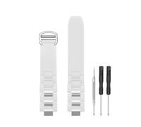 HANYTON Correa de repuesto de acero inoxidable de goma de silicona compatible con Cartier Watch Must 21 Chronoscaph Autoscaph, color negro (hebilla blanca/plateada)
